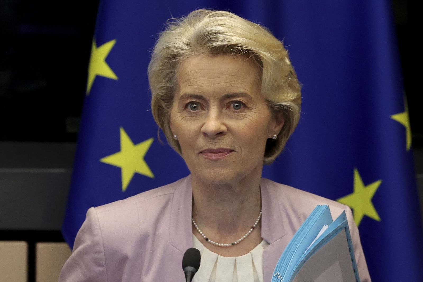Ursula Von der Leyen, ayer, en Estrasburgo.