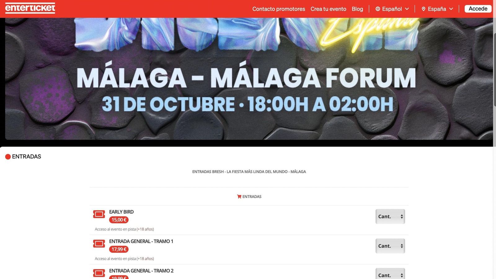 Venta de entradas activa para el evento en Málaga Forum. Venta de entradas activa para el evento en Málaga Forum.