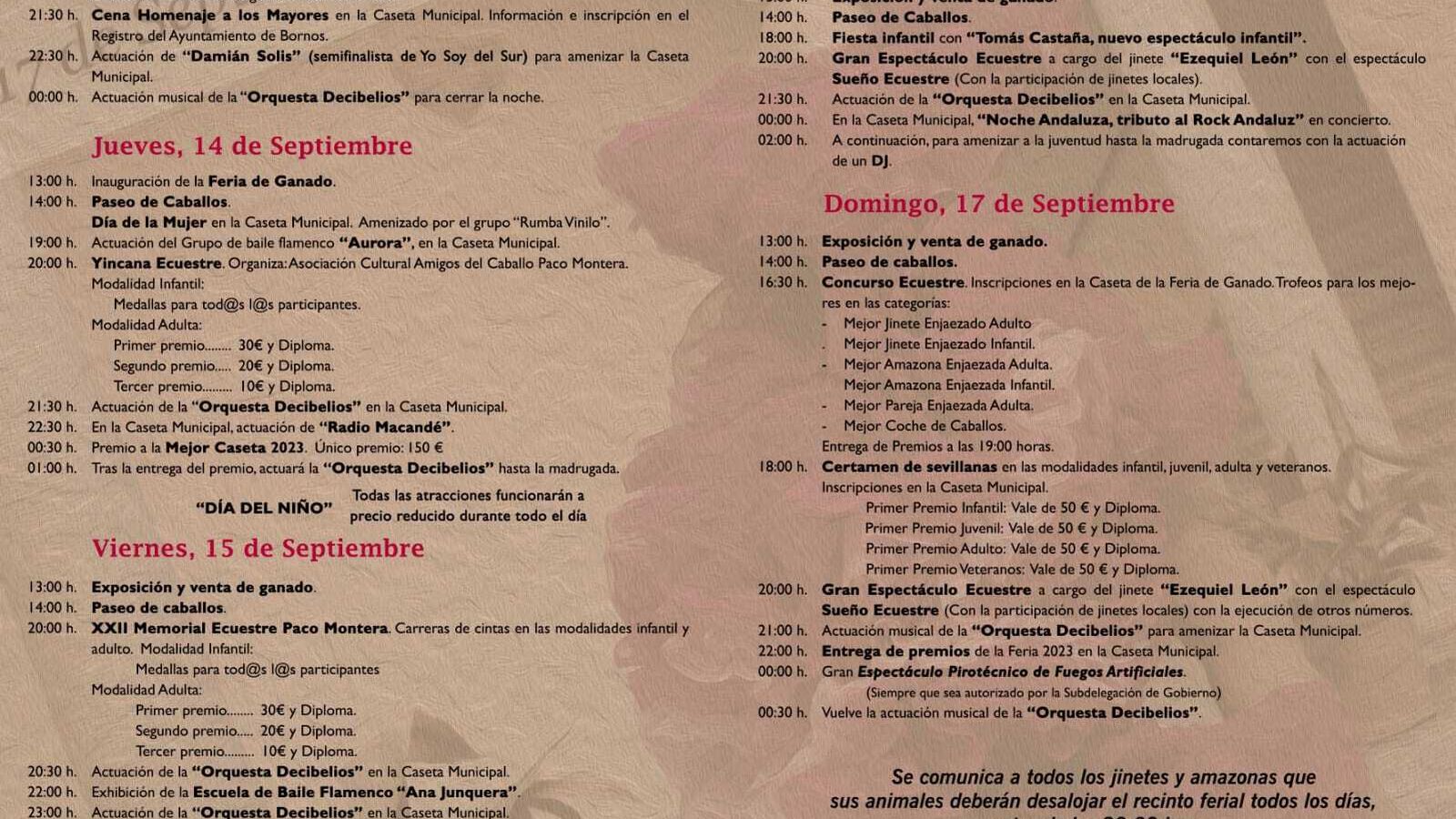 Programación completa de la Feria de Bornos 2023