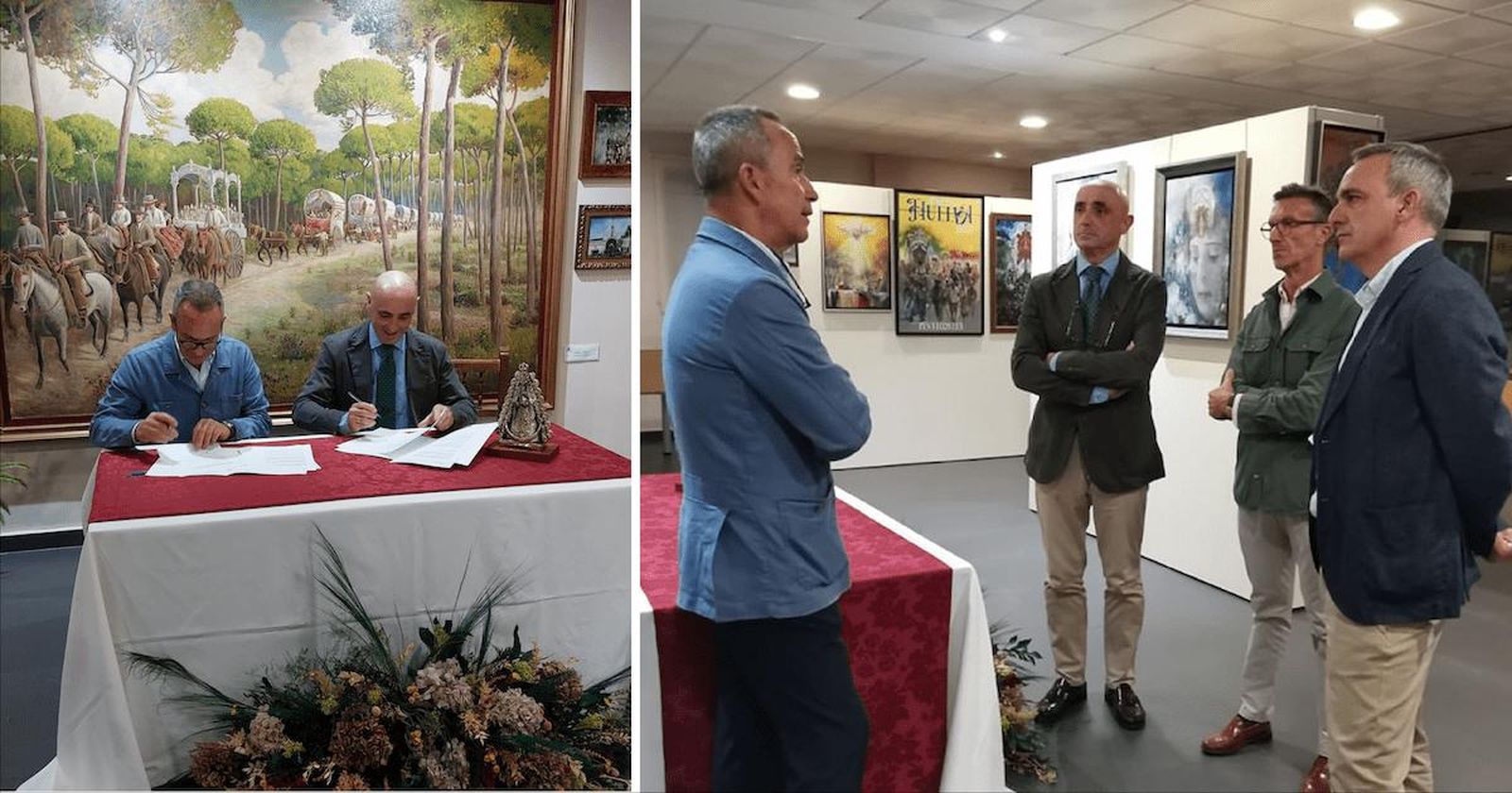 Firma del acuerdo entre la Fundación Cepsa y la Hermandad del Rocío de Huelva.