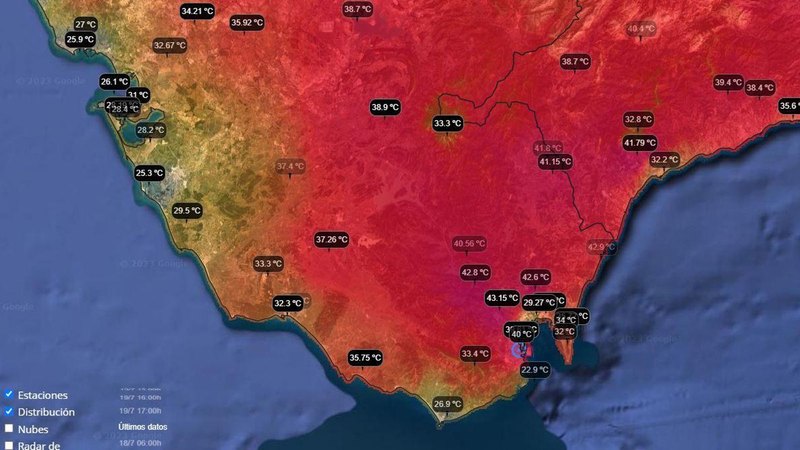 Temperaturas registradas por MeteoCdG.