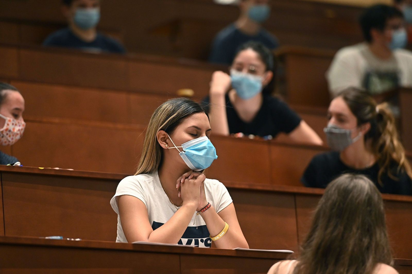 Alumnos con mascarillas en las pruebas de Selectividad del pasado mes de junio.