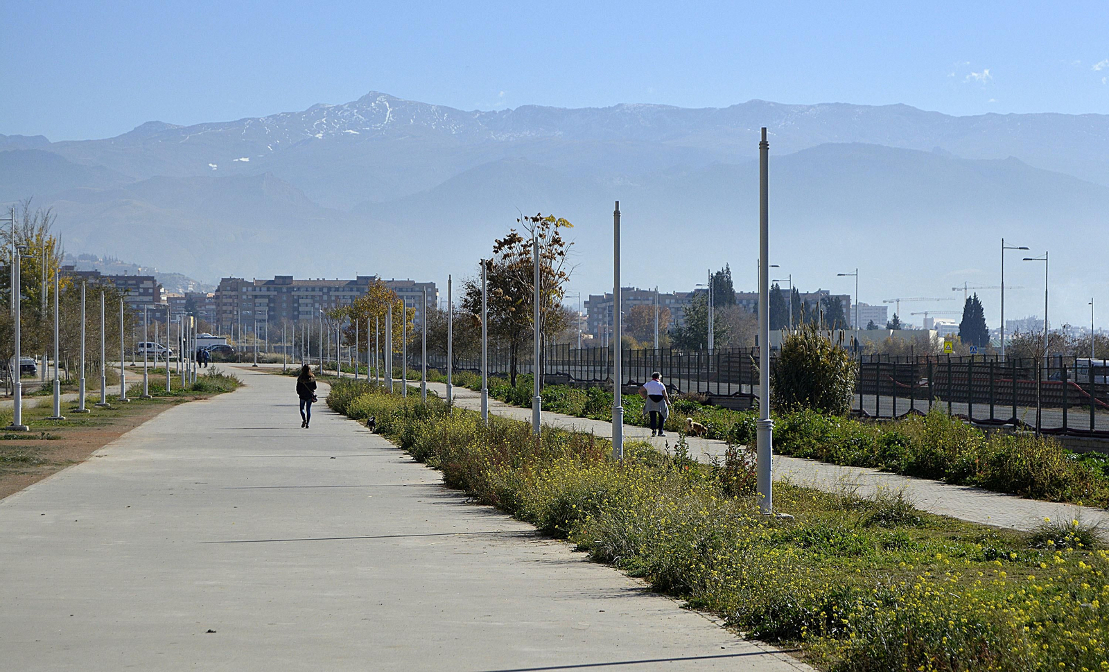 El bulevar de Las Perlas discurre en La Chana junto a las vías del AVE