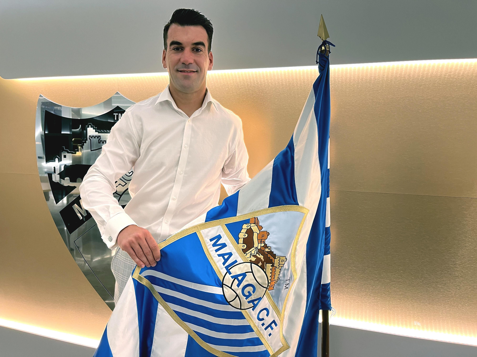 Manolo Reina, en La Rosaleda.