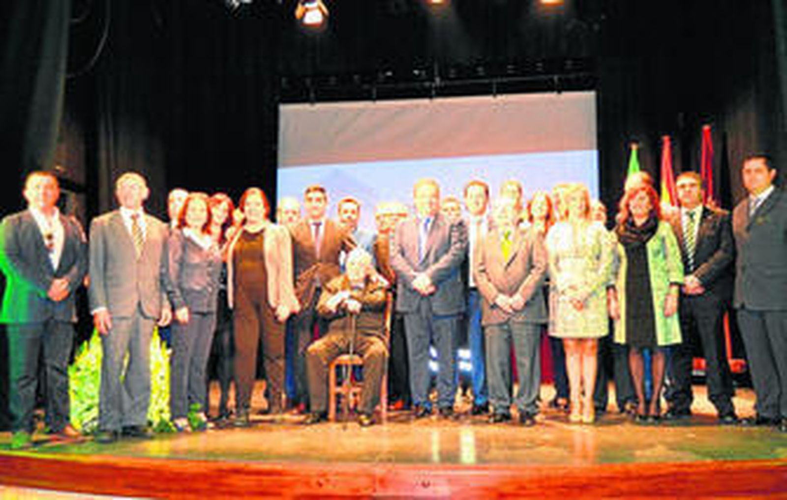 Los homenajeados, durante la Gala del Día de Andalucía, celebrada el pasado sábado.