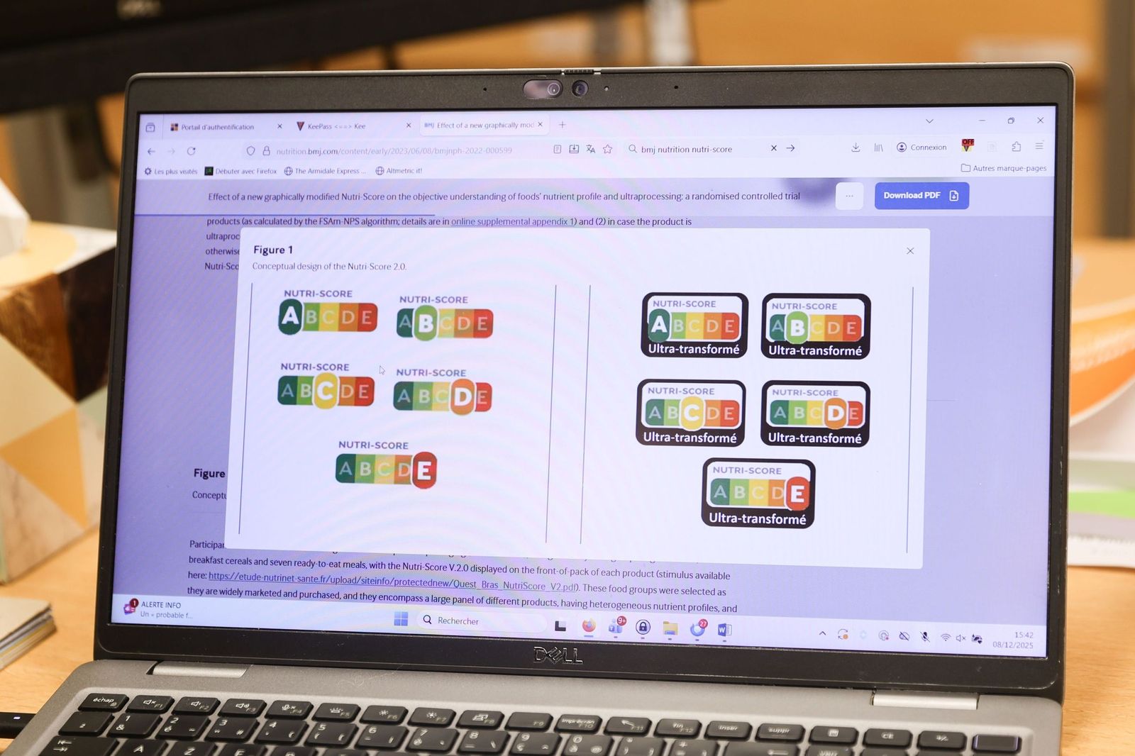 Imagen de archivo de un estudio sobre la clasificación de alimentos Nutriscore