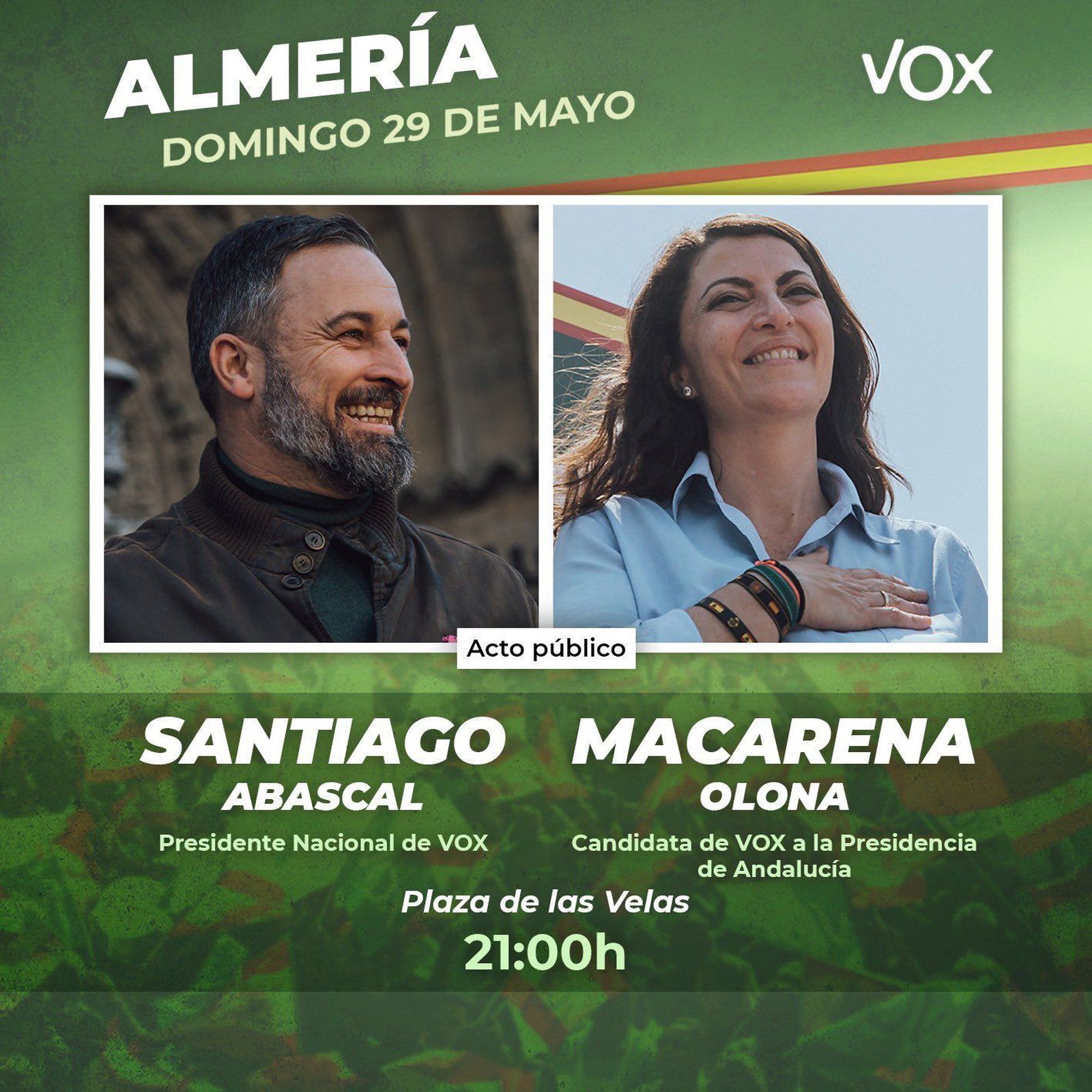Cartel del acto público que tendrá lugar el próximo 29 de mayo en Almería