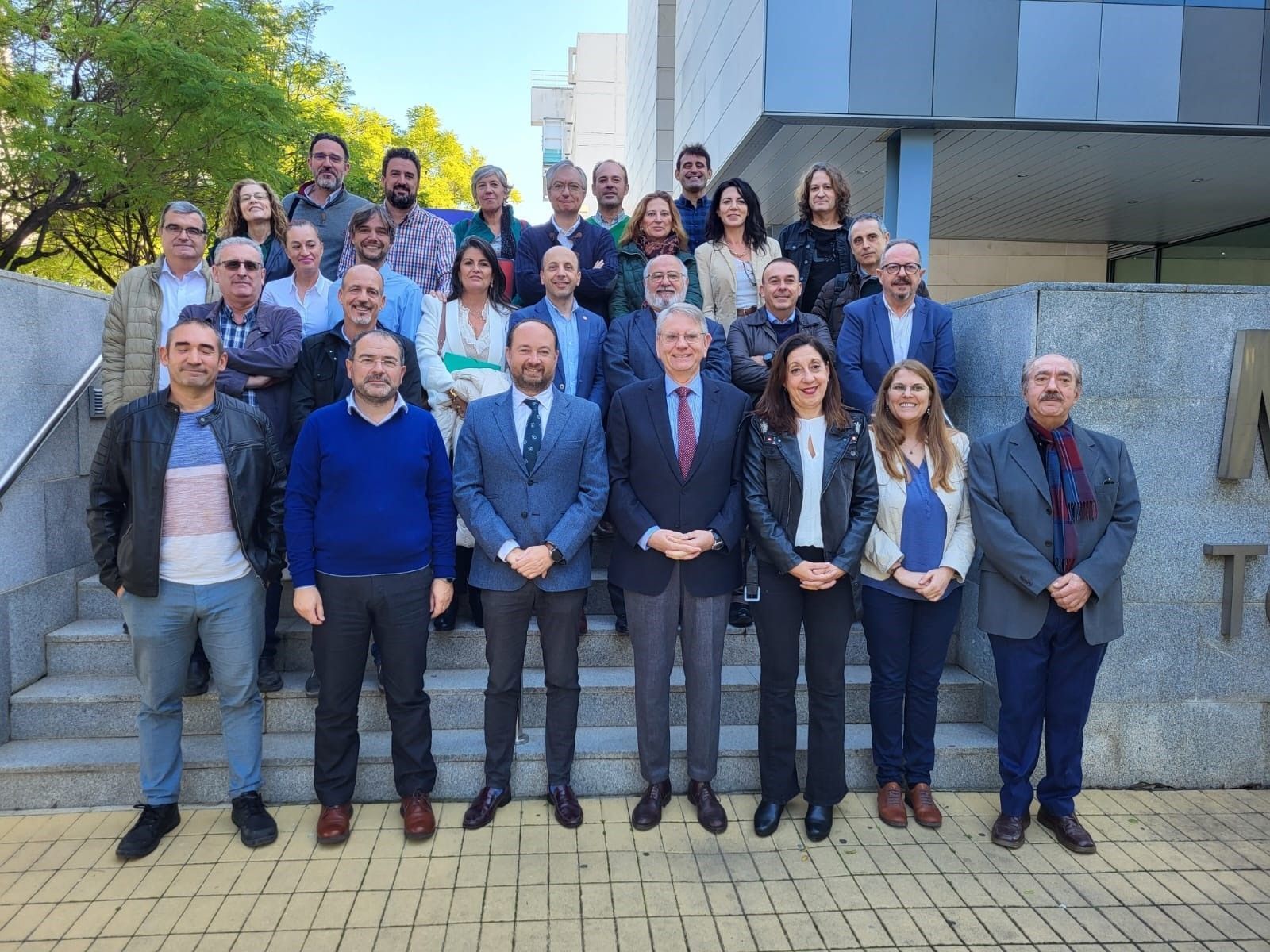 Representantes de la Consejería, las unversidades y los sindicatos, tras la mesa sectorial.