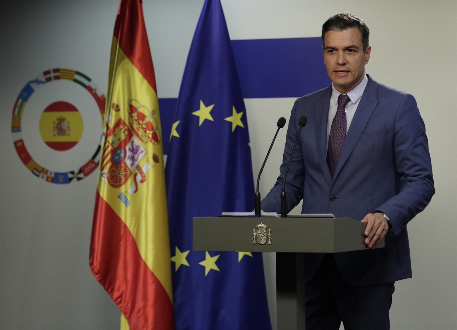 Pedro Sánchez durante la comparecencia