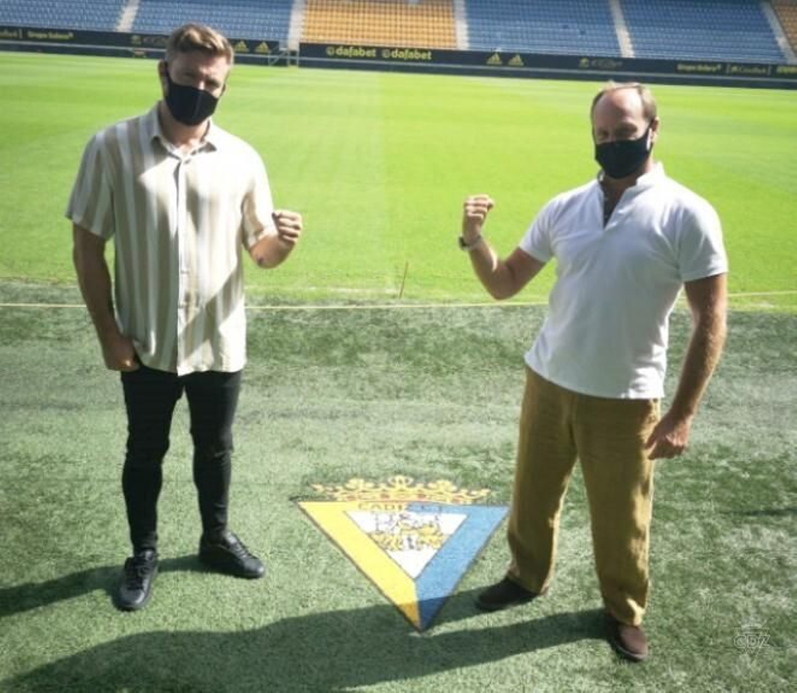 Manu Mariscal y Agustín Barrios, en el estadio Carranza.