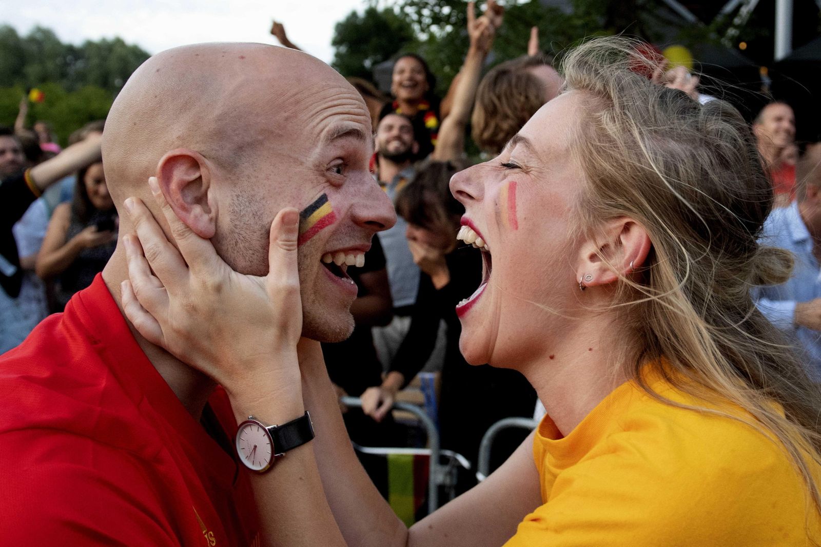 Seguidores belgas, el viernes.