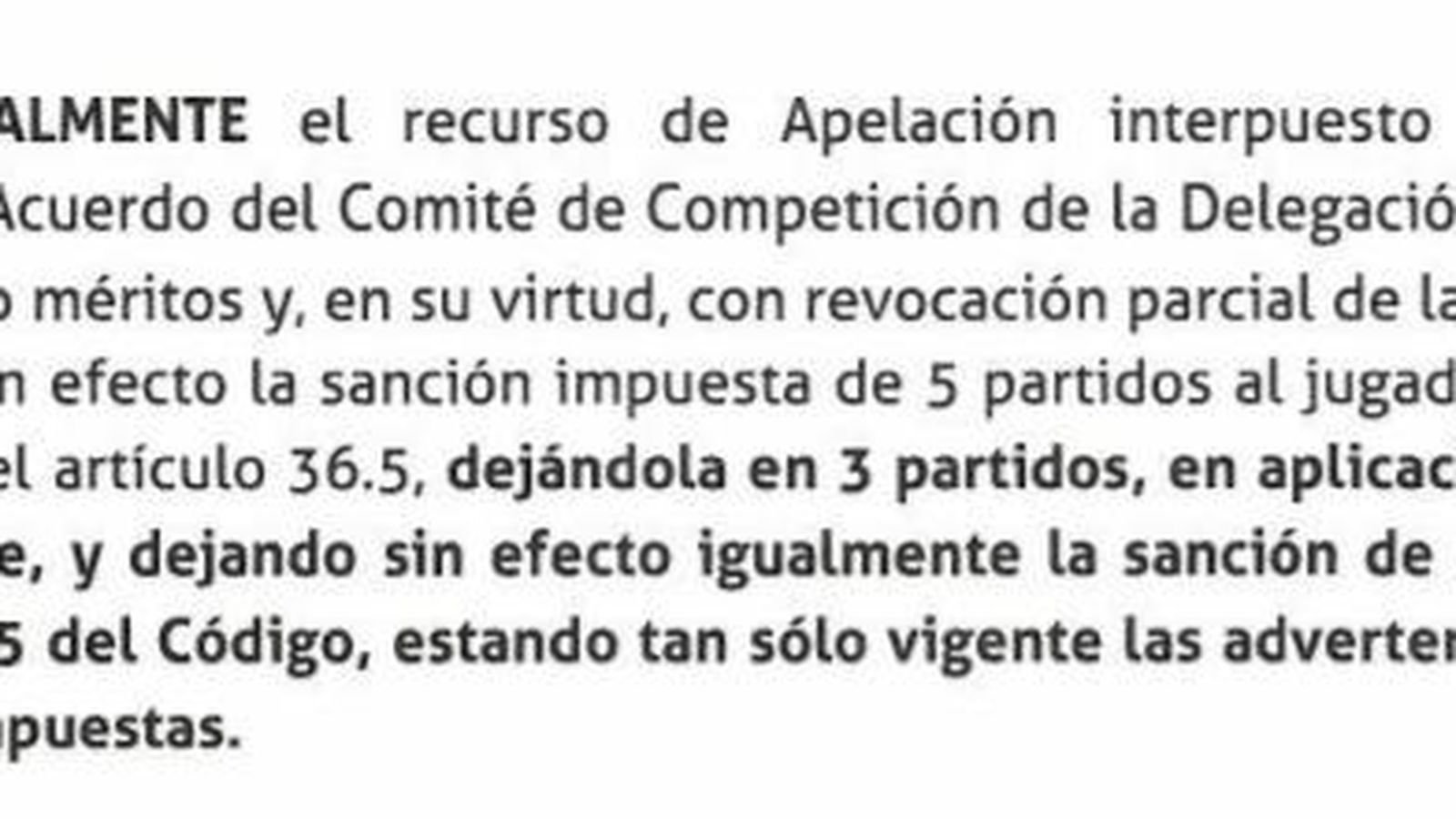 Fallo del Comité de Apelación estimando parcialmente el recurso del Jerez Industrial.