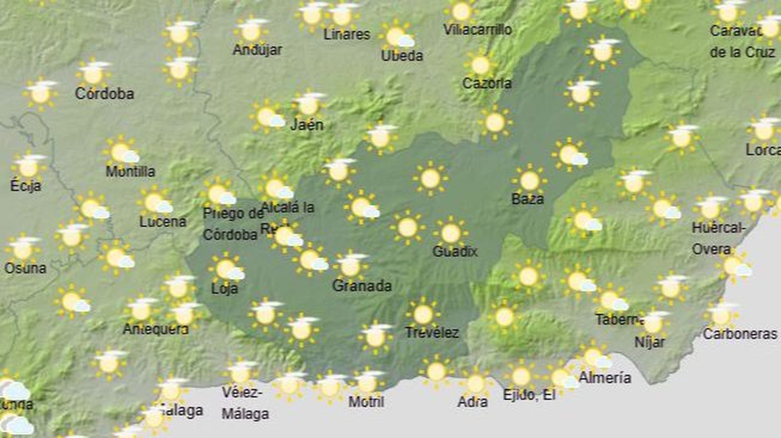 El Tiempo en Granada el 25 de febrero de 2025