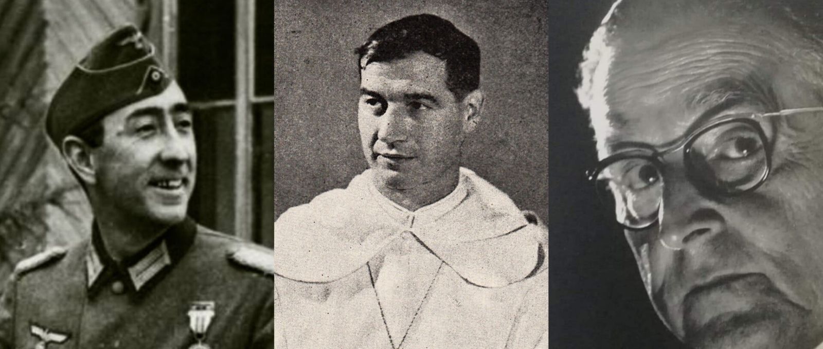 De izquierda a derecha: Manuel de Mora-Figueroa y Gómez-Imaz, el mercedario Manuel Fernández Martínez y Manuel Esteve Guerrero.