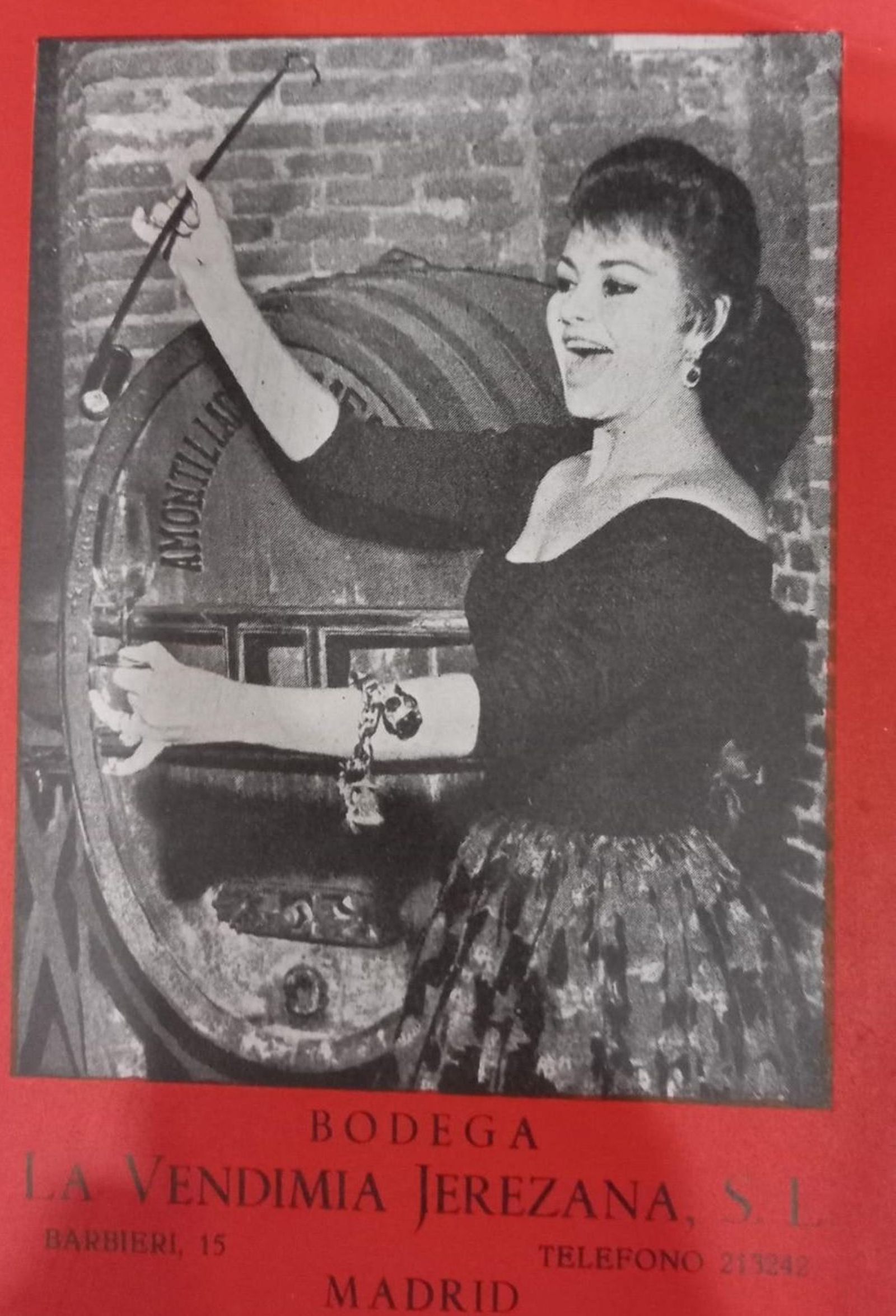 Publicidad del establecimiento madrileño La Vendimia jerezana.