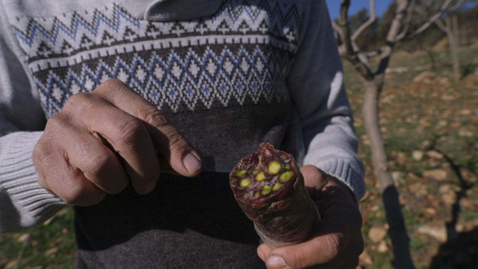 Salchichón de pistachos.