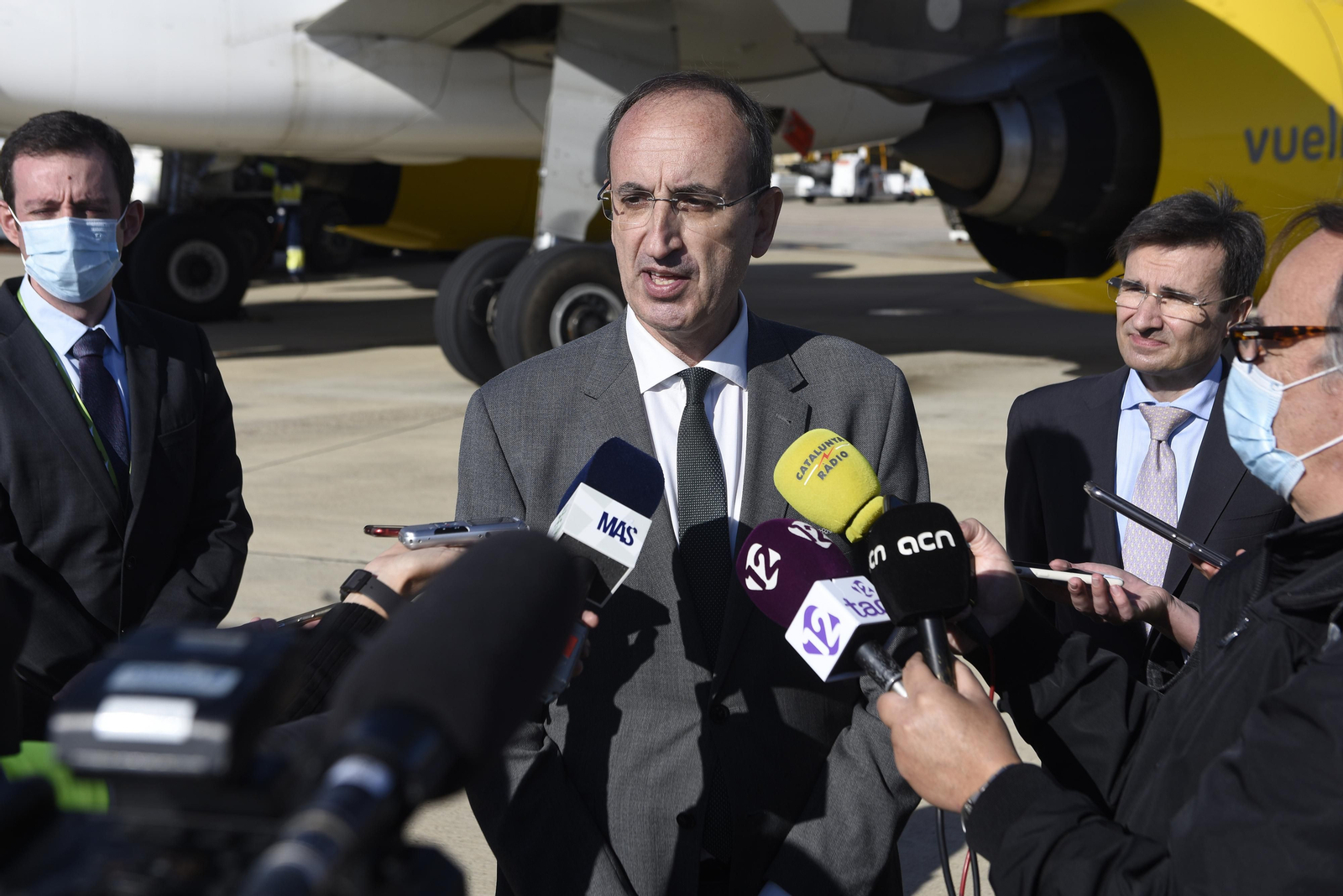 Llegada del primer vuelo verde de Vueling que hará la ruta Barcelona-Sevilla