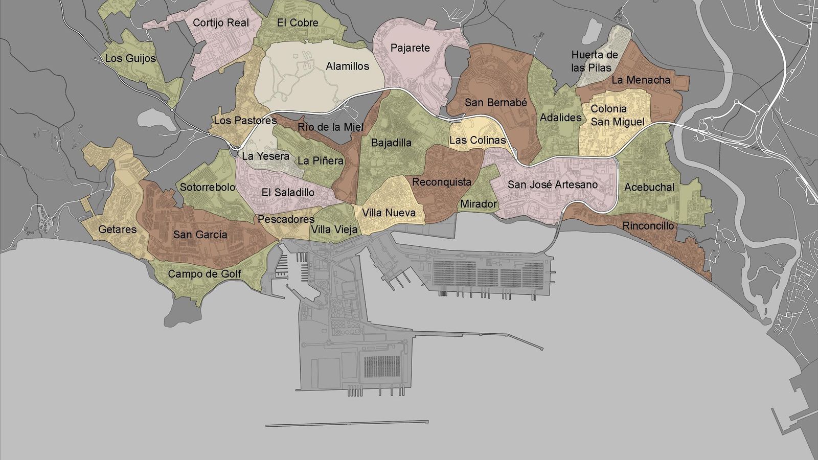 Actuales barrios de Algeciras.