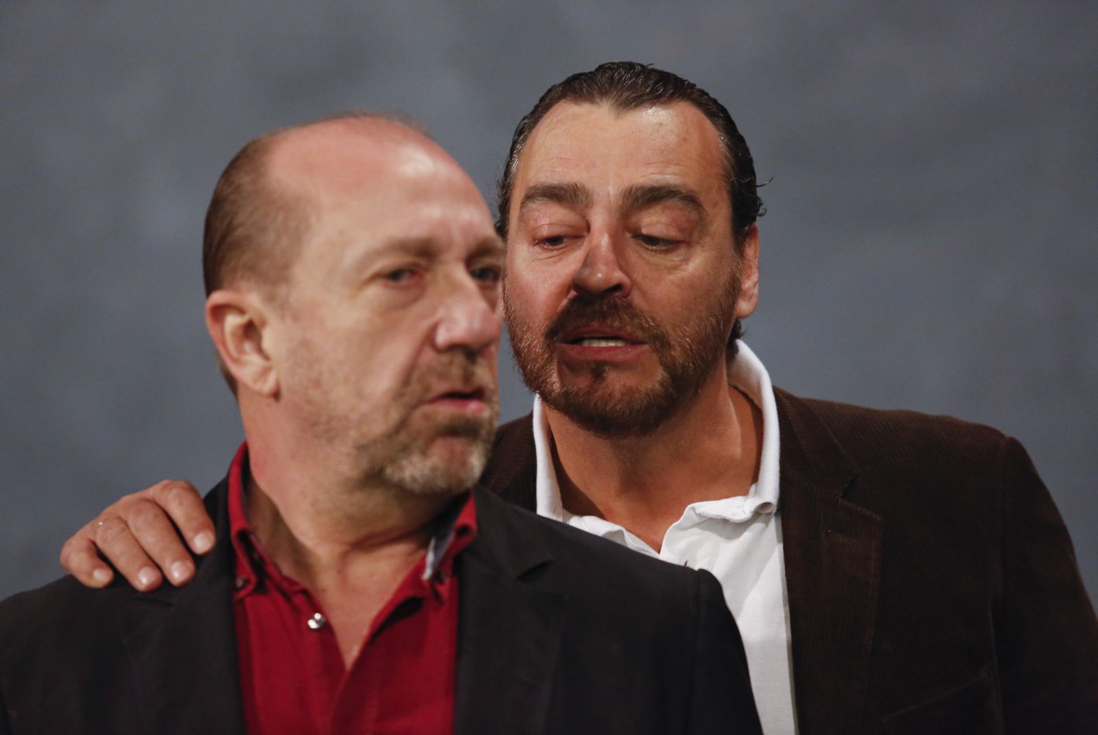 Mel Rocher y Miguel Guardiola durante un ensayo de 'El hijo pródigo'.