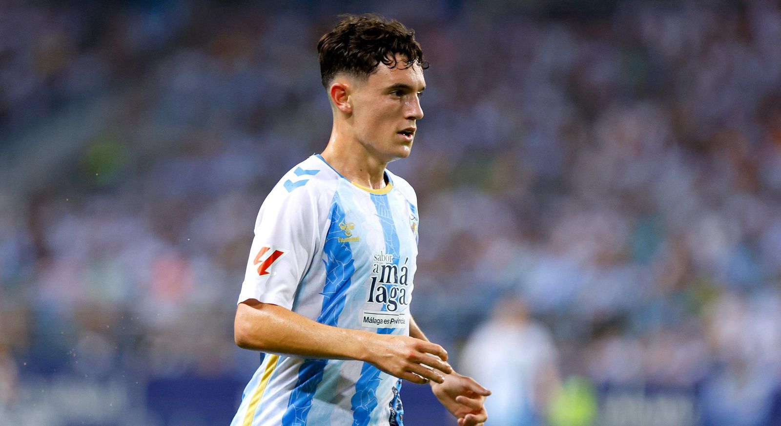 Aarón Ochoa, durante un partido con el Málaga.