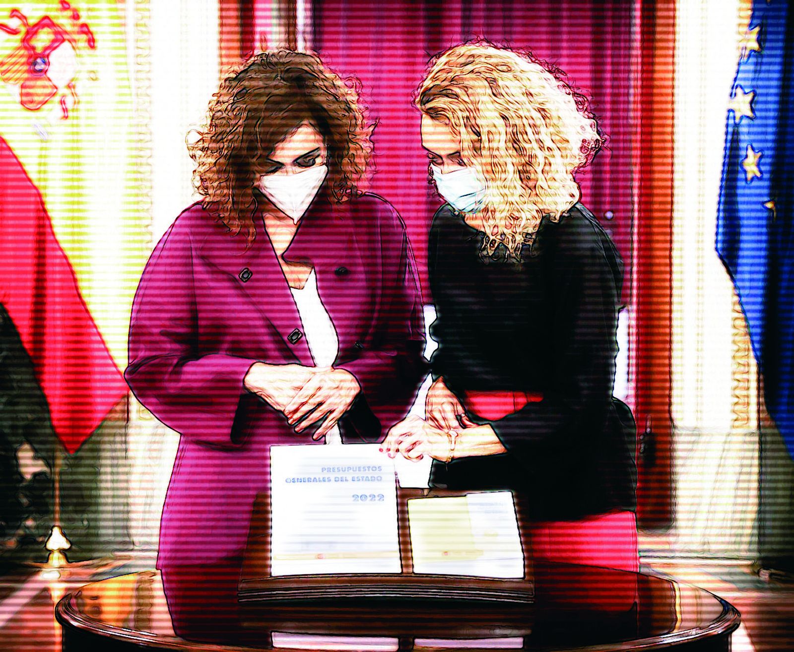 María Jesús Montero y Meritxell Batet, en la presentación de los Presupuestos Generales del Estado.