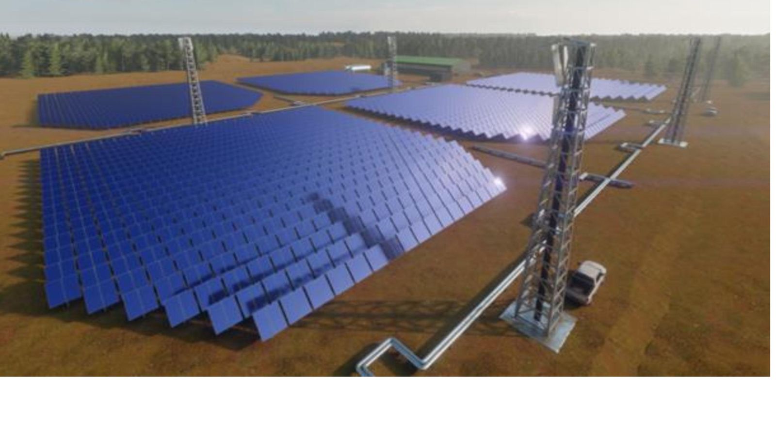 Renderización del diseño de la planta de Bluesolar.