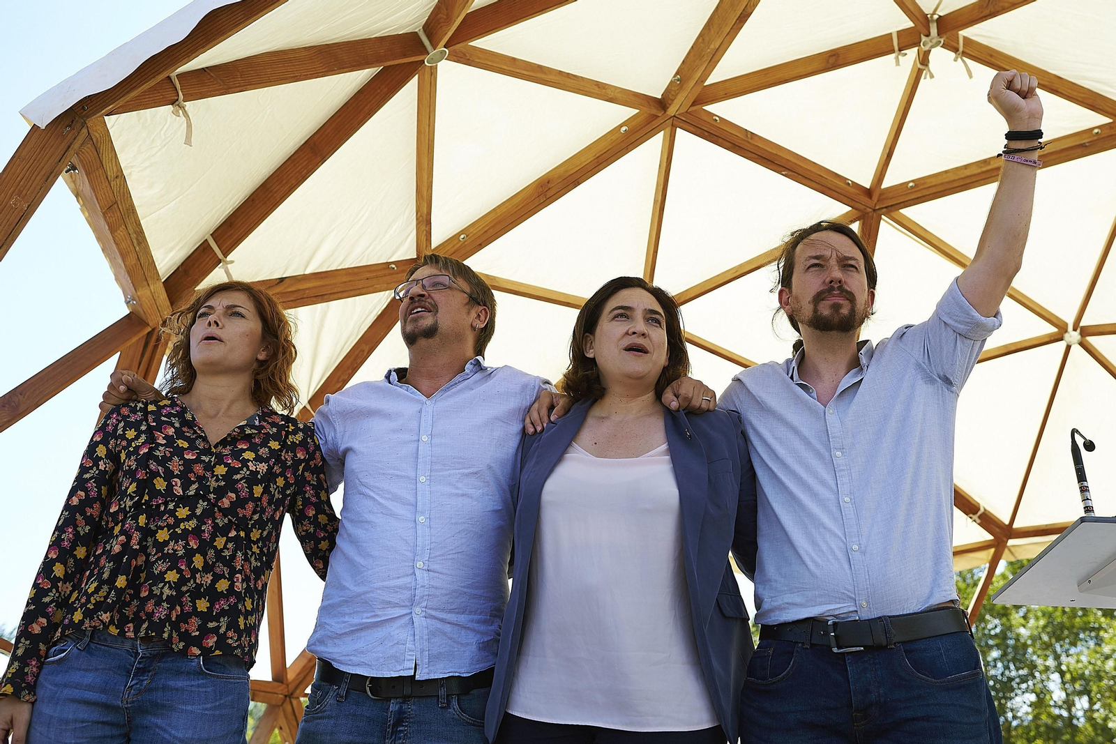 Elisenda Alamany, Xavier Domènech, Ada Colau y Pablo Iglesias.