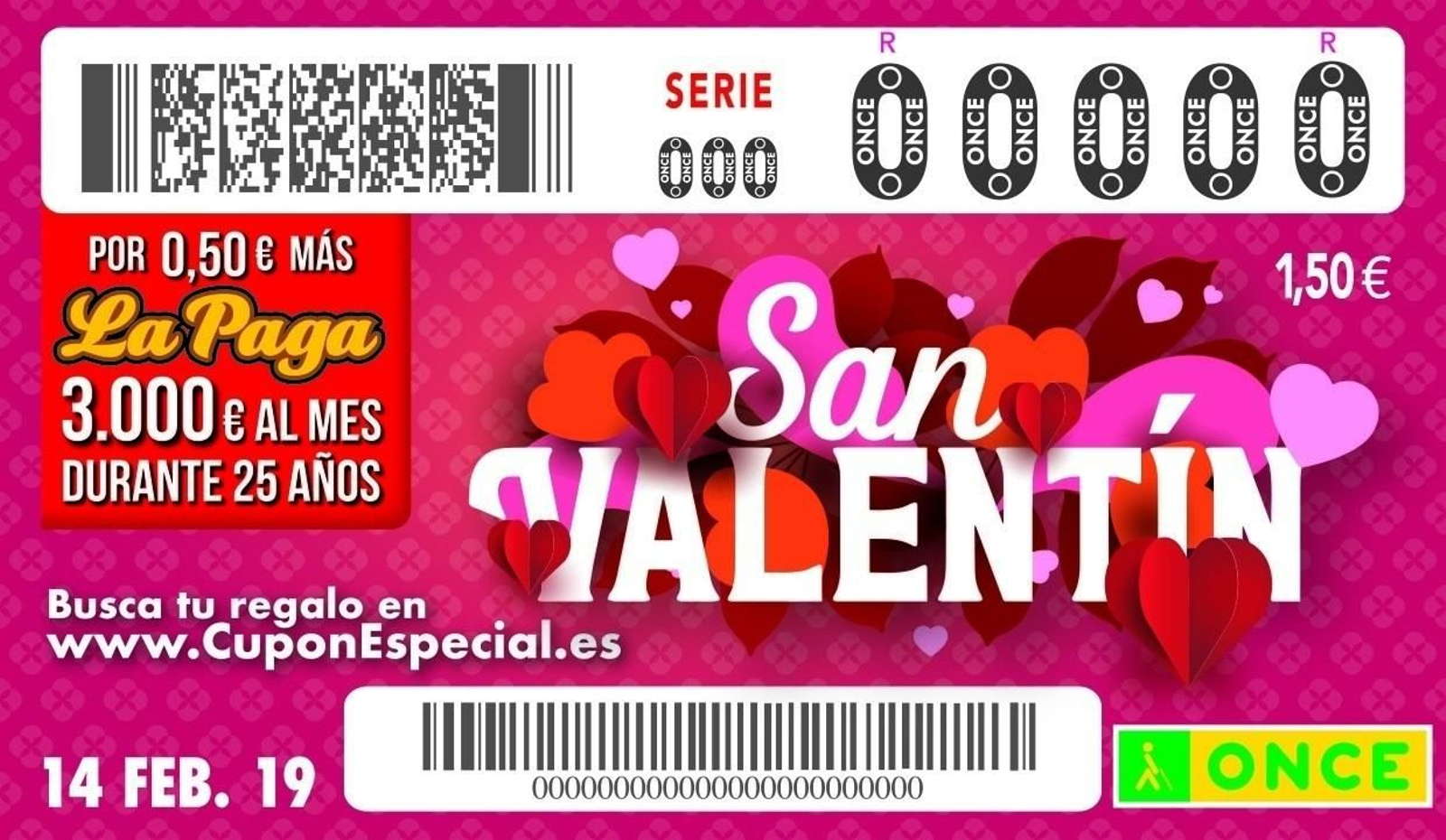 Cupón especial de la ONCE por el Día de San Valentín