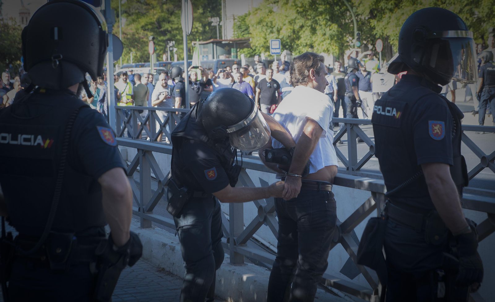 La manifestación de taxistas del pasado jueves ante el Parlamento de Andalucía