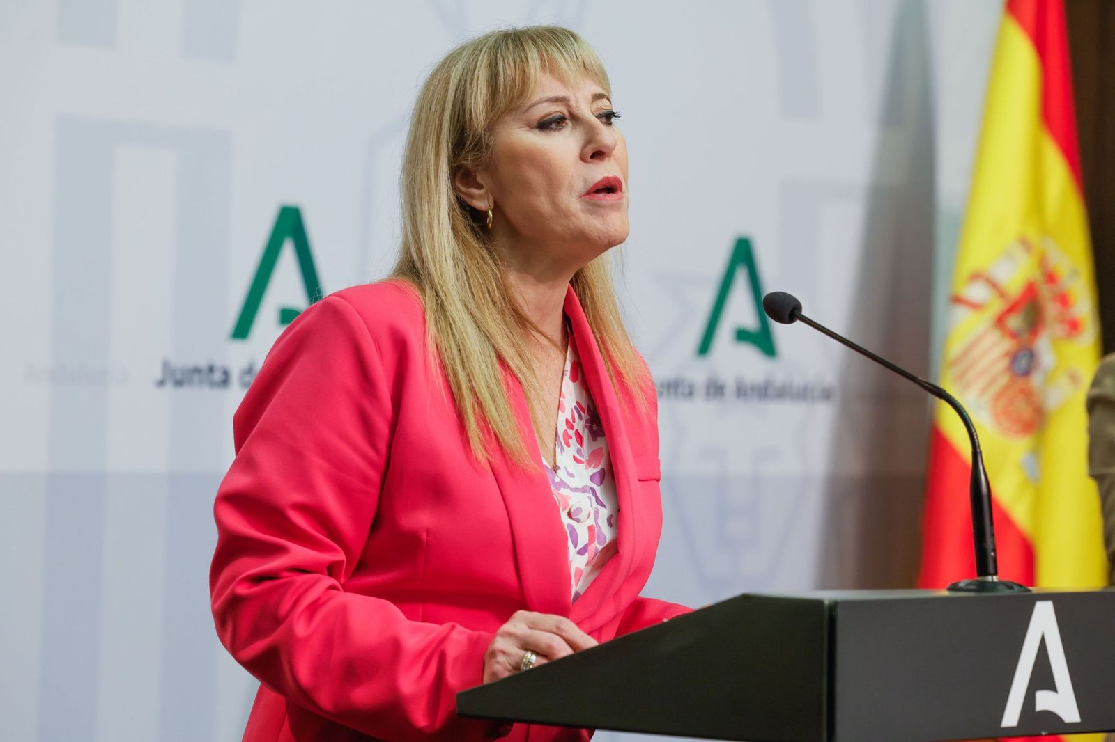 La consejera de Hacienda, Carolina España, al término del Consejo de Gobierno de esta mañana.