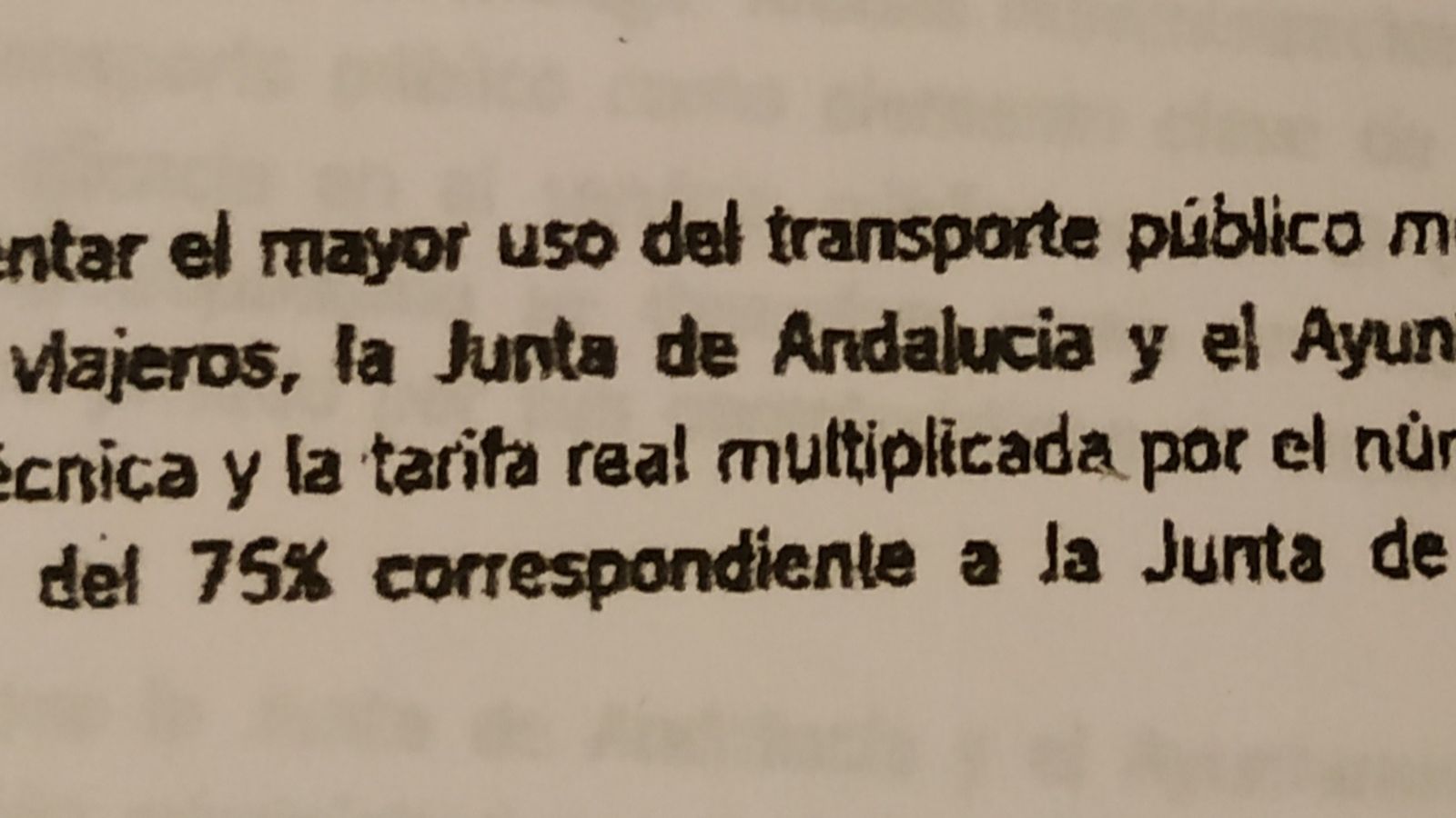 Parte del acuerdo marco en el que se fija el reparto de los costes de explotación del Metro de Málaga.