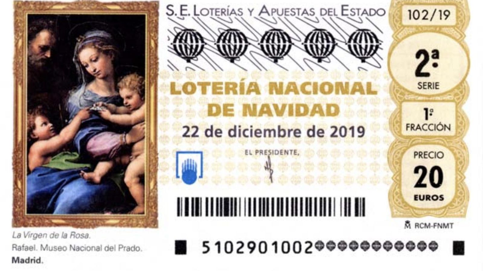 Décimo de Lotería de Navidad de 2019