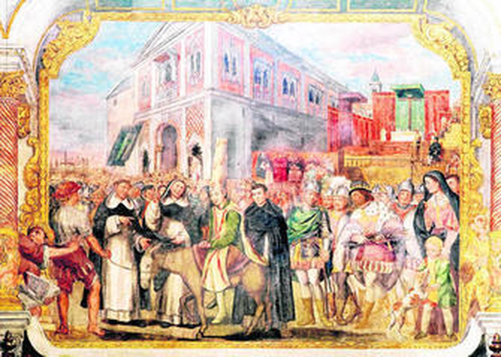 Imagen retocada (debido a las manchas de cal que presenta el original) del fresco 'Auto de fe' de Lucas Valdés que se conserva en la iglesia de la Magdalena de Sevilla, reproducido parcialmente en la portada del último número de la revista.