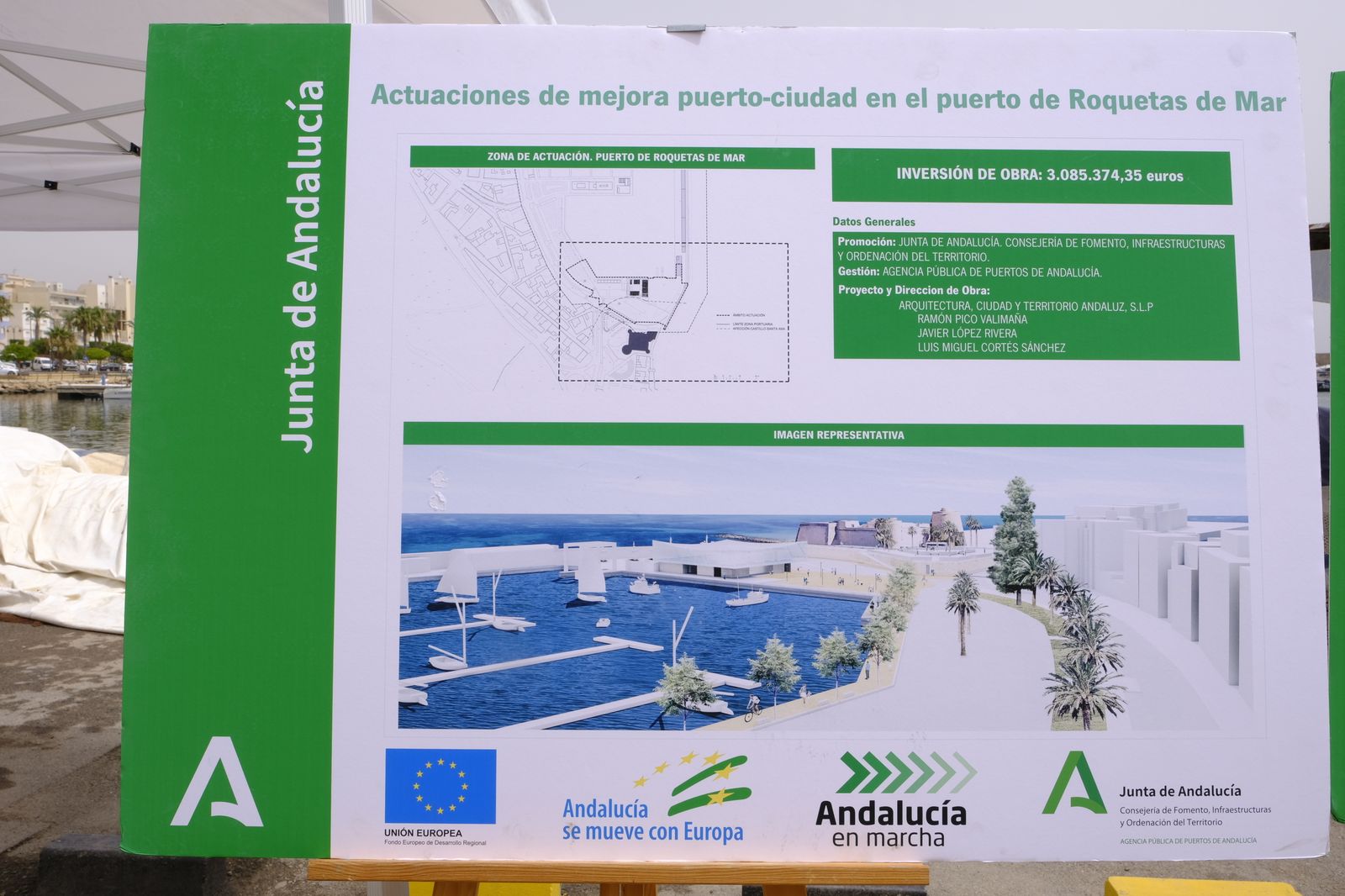 Primera piedra de la nueva lonja del Puerto Pesquero de Roquetas de Mar