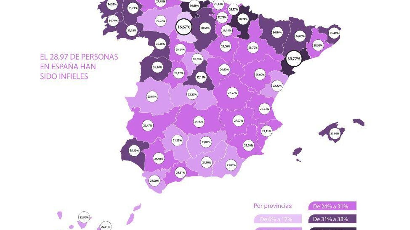 Mapa de infidelidad en España según Diversual