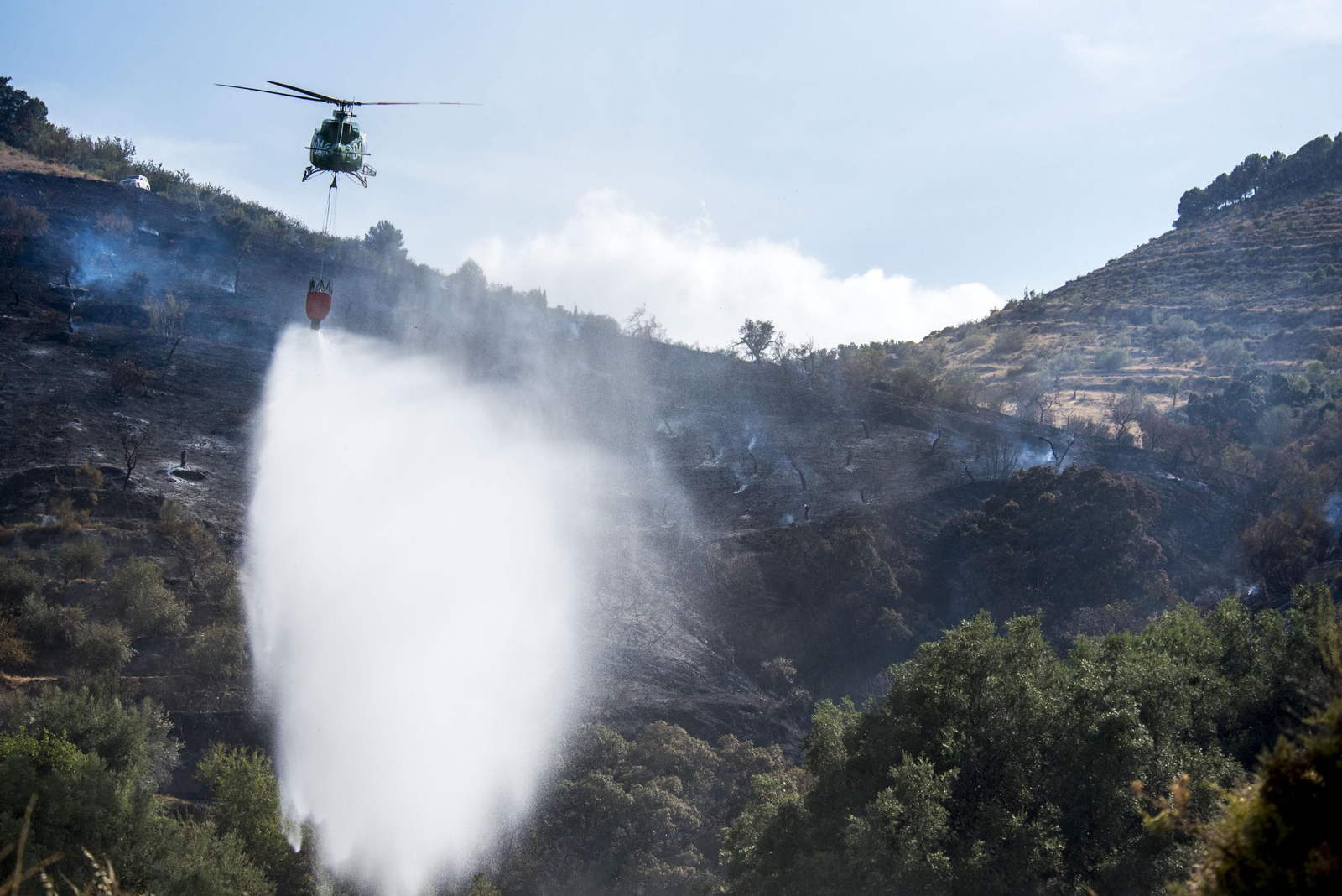 Imágenes del incendio ya estabilizado en Pinos del Valle