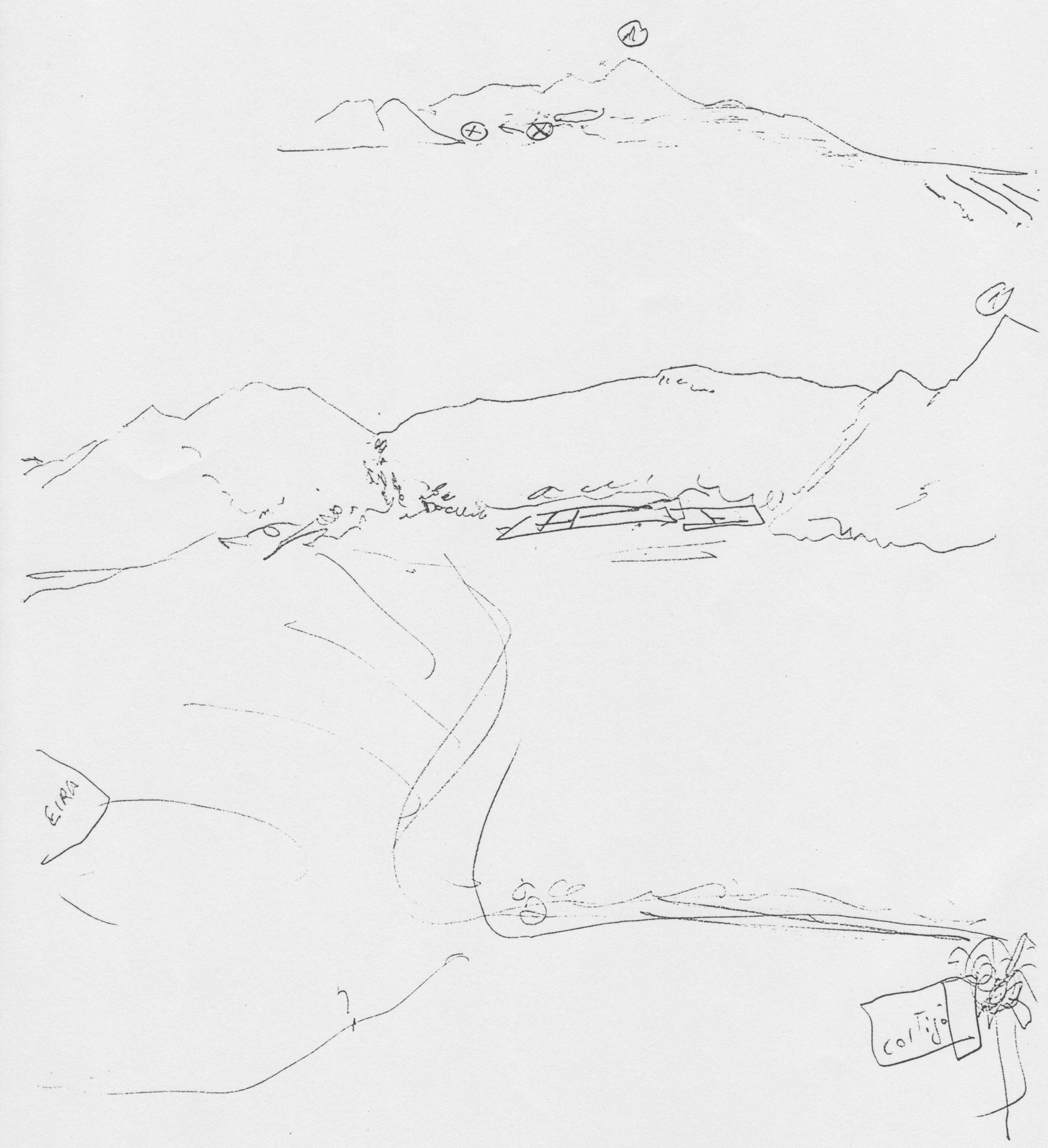 Croquis de la implantación del Hotel de Cabo de Gata (1998). Arquitecto Álvaro Siza. Fuente: LM.
