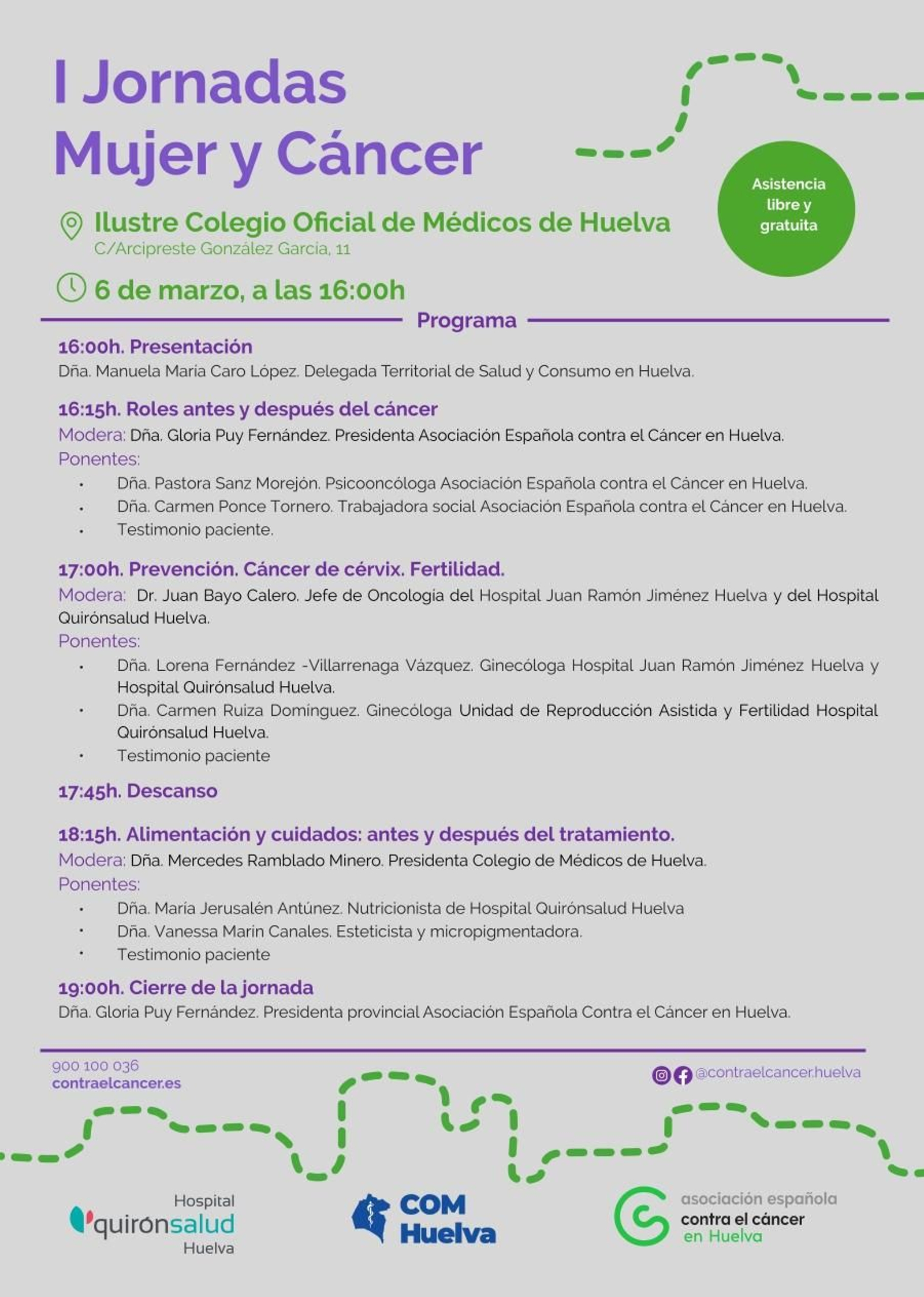 Programa de la I Jornadas Mujer y Cáncer.