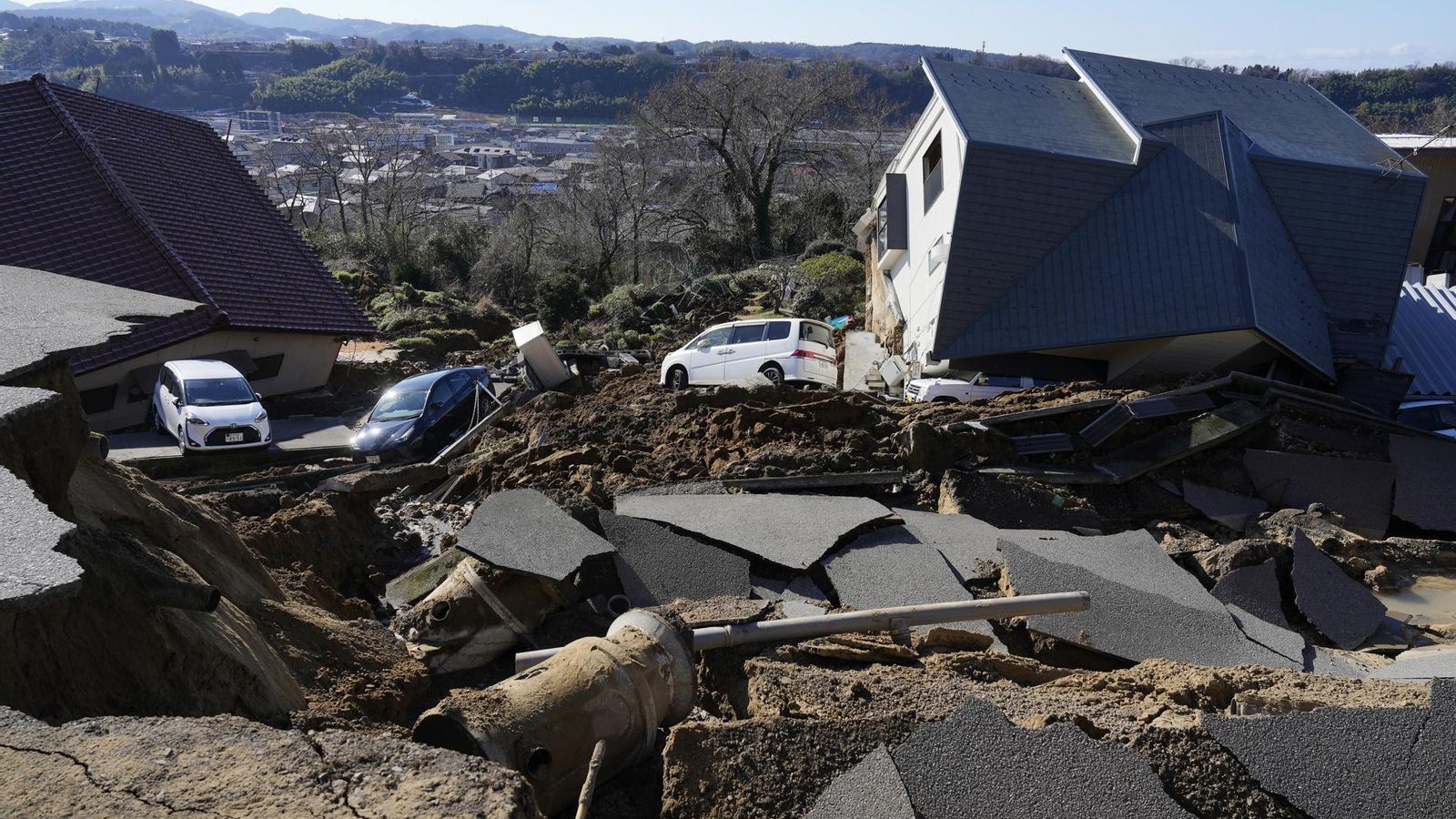 Daños en Kanazawa, en la prefectura de Ishikawa, tras el terremoto de Japón.