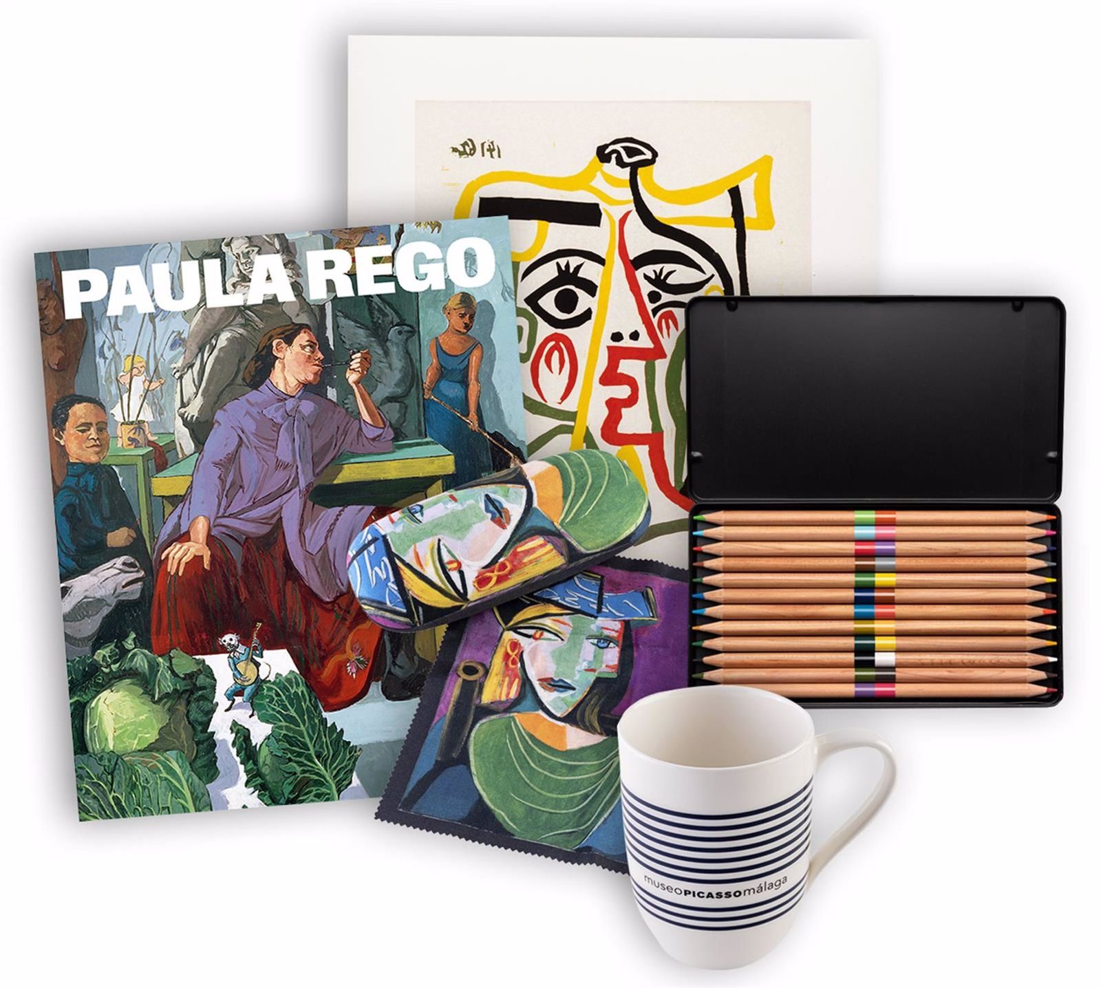 Algunos de los productos que se pueden comprar en la tienda online del Museo Picasso Málaga.