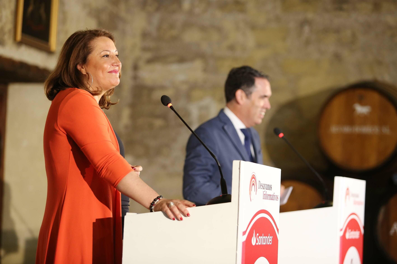 La consejera de agricultura y pesca Carmen Crespo en los desayunos del Banco de Santander y Grupo Joly