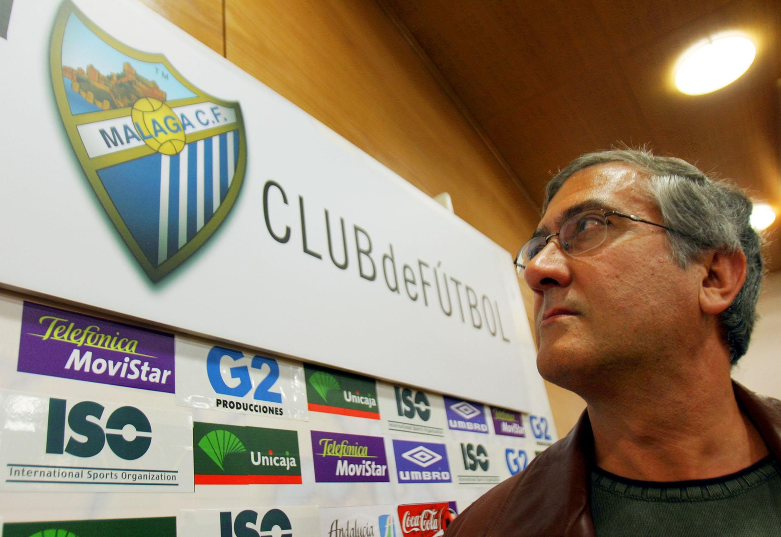 Gregorio Manzano, en la antigua sala de prensa del Málaga CF.