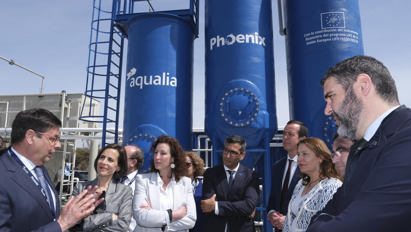 Imágenes de la inauguración del proyecto 'Life Phoenix' de AQUALIA, en la depuradora EDAR El Toyo