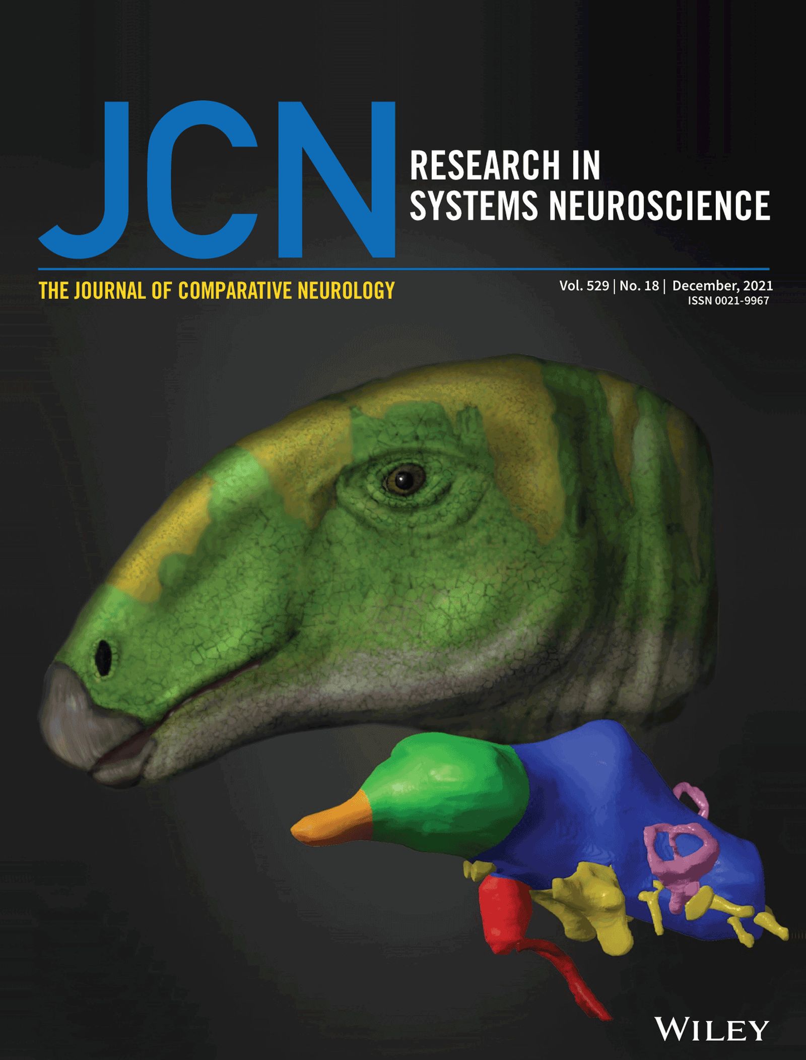 El dinosaurio Proa de Ariño, portada de la prestigiosa revista científica 'Journal of Comparative Neurology'