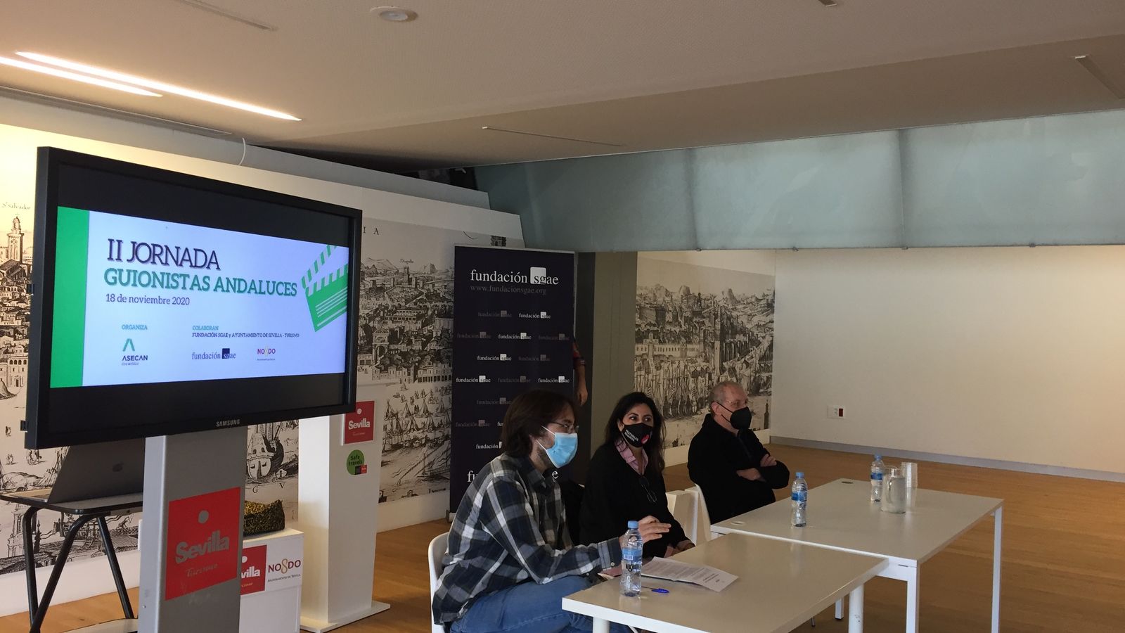 Borja de Diego, Lourdes Palacios (Asecan) y Antonio Gonzalo (Fundación SGAE)