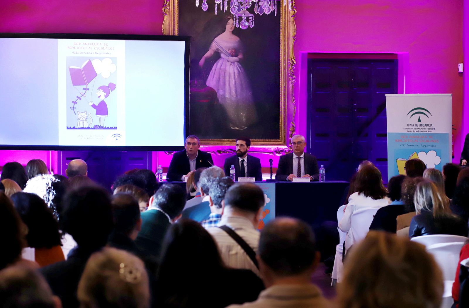 Inauguración  de las VIII Jornadas Regionales de la Red Andaluza de Bibliotecas Escolares, en el Alcázar.