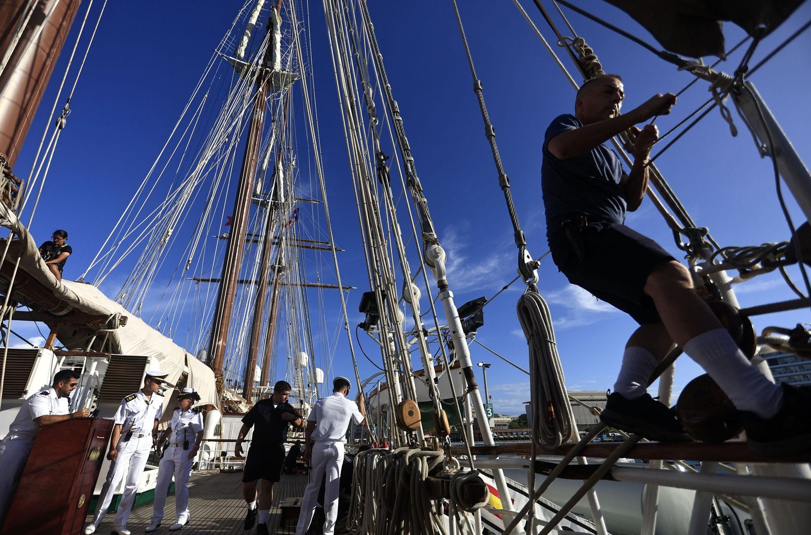 Llegada del buque 'Juan Sebastián de Elcano' a Puerto Rico.
