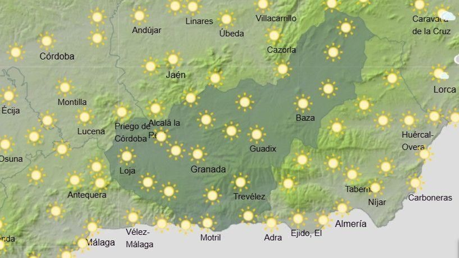 El Tiempo en Granada el 20 de agosto de 2025