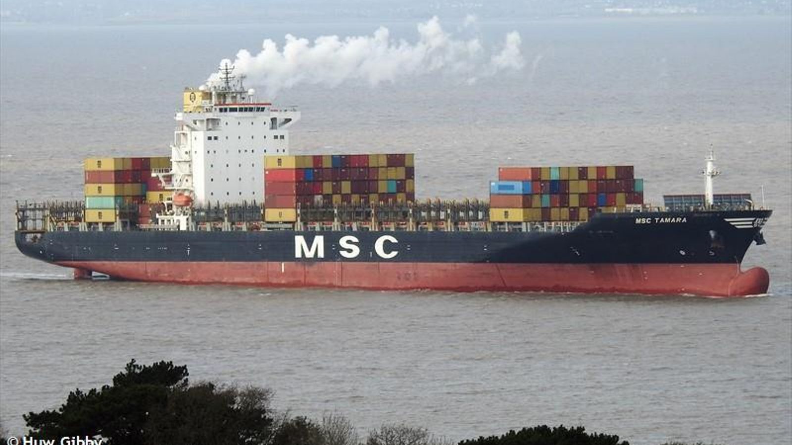 El MSC Tamara, detectado con emisiones de azufre superiores a la norma.