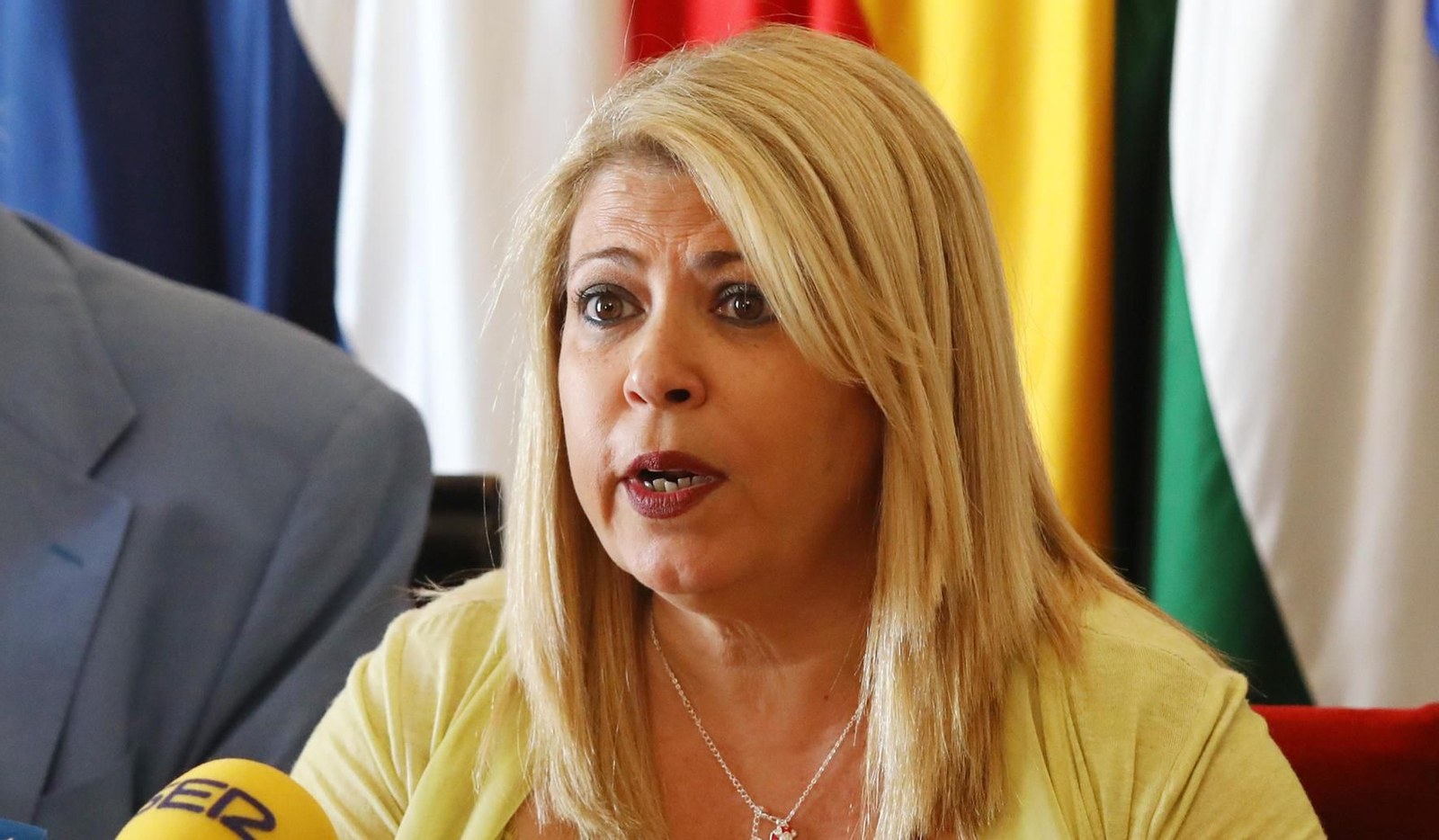 La alcaldesa Mamen Sánchez en una rueda de prensa.